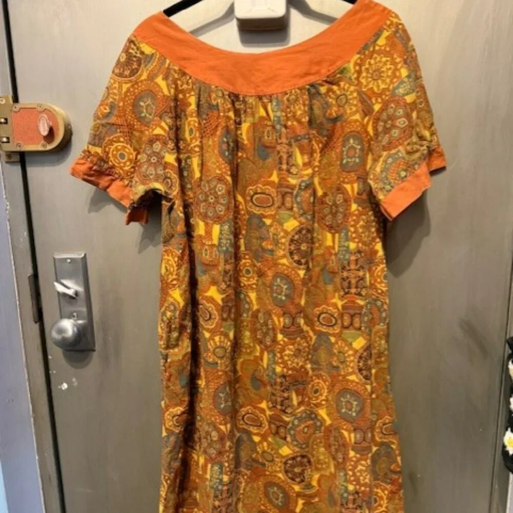 Vintage 70’s Boho paisley African print A-line swing Mini Dress - Picture 16 of 16